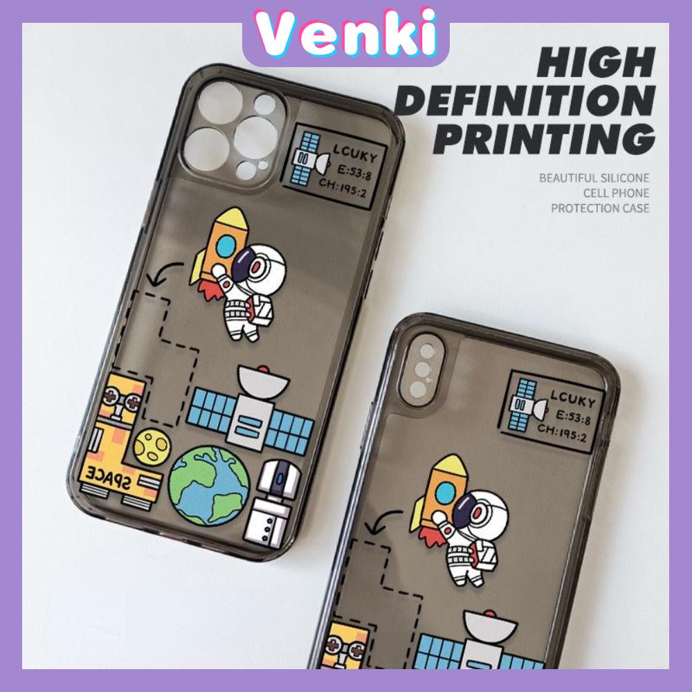 Ốp Điện Thoại Silicon Trong Suốt Viền Vuông In Hình Phi Hành Gia Cho iPhone 13 Pro Max iPhone 12 Pro Max iPhone 11 iPhone 7 Plus