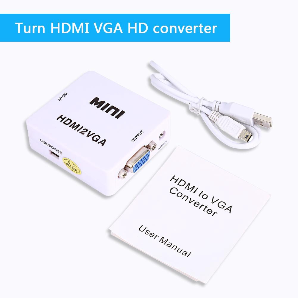 Cáp chuyển đổi Mini HDMI sang VGA HDMI 2 VGA + 1080P USB