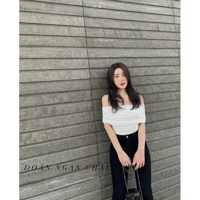 Áo thun trễ vai croptop