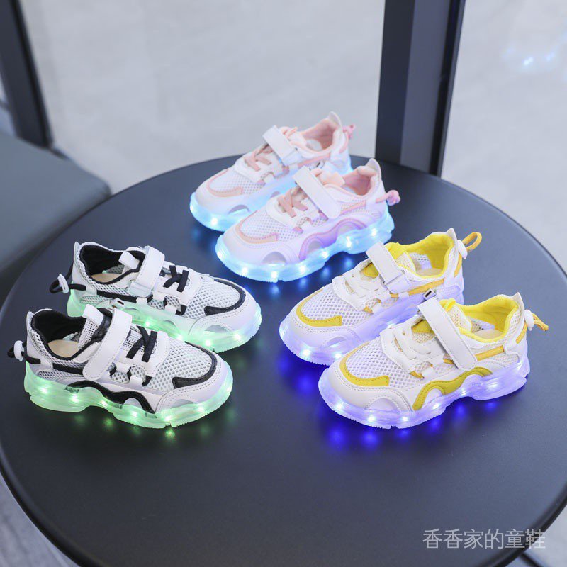 Giày Thể Thao Phối Lưới Có Đèn Phát Sáng Nhiều Màu Sắc Thời Trang Xuân Hè Cho Bé Trai Và Gái bXQ2
