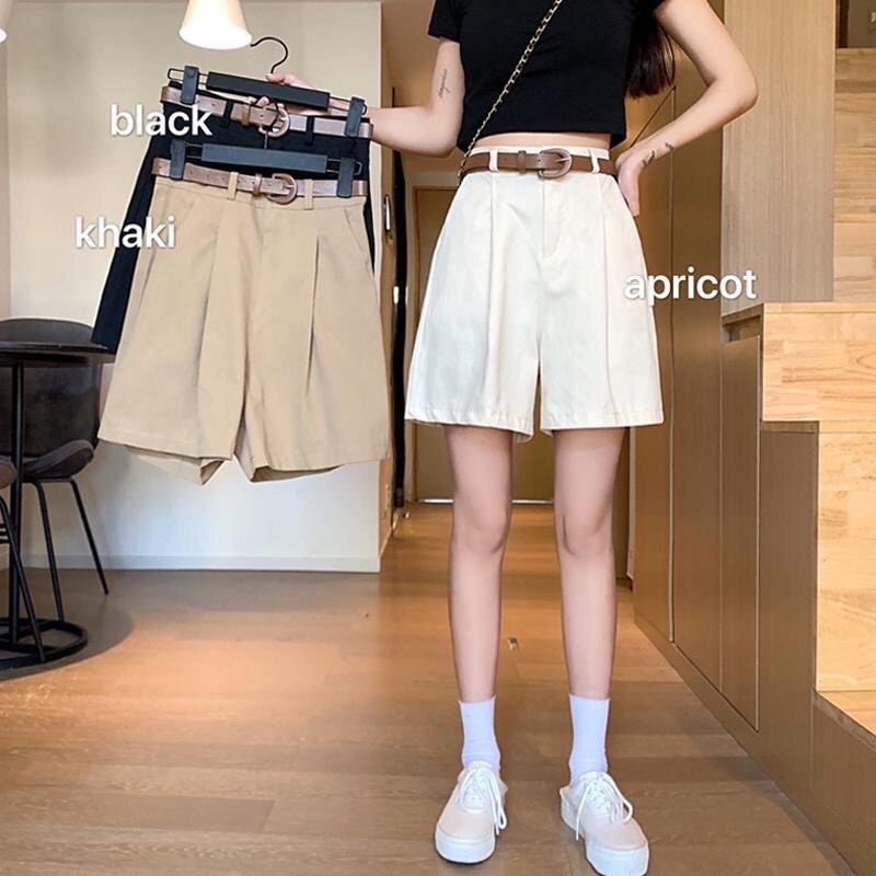 Quần Sooc Ống Rộng Khoá Nhật Chất Liệu Vải Kaki Cotton, Bền Màu -dobauxinh