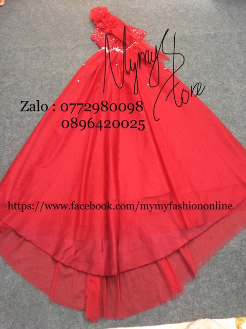 Đầm maxi dạ hội lệch vai đuối tôm dài mặc cưới kết hoa nổi và cườm TRIPBLE T DRESS-size M/L - MS199V