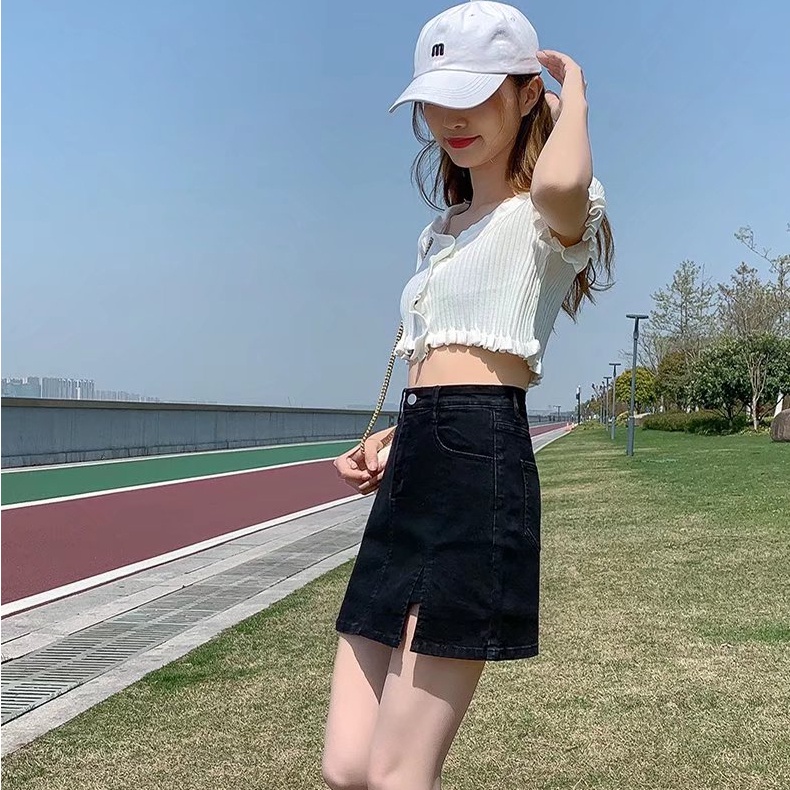 Chân váy jean Mini Lưng Cao Thời Trang Mùa Hè Hàn Quốc Dành Cho Nữ