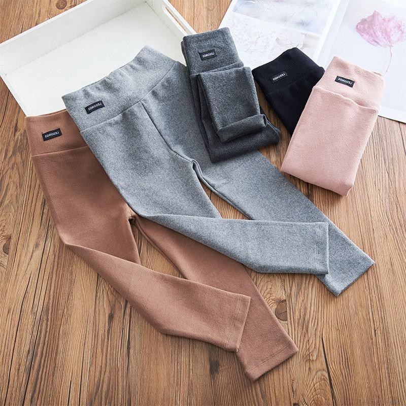 Quần legging co giãn màu trơn cho bé gái