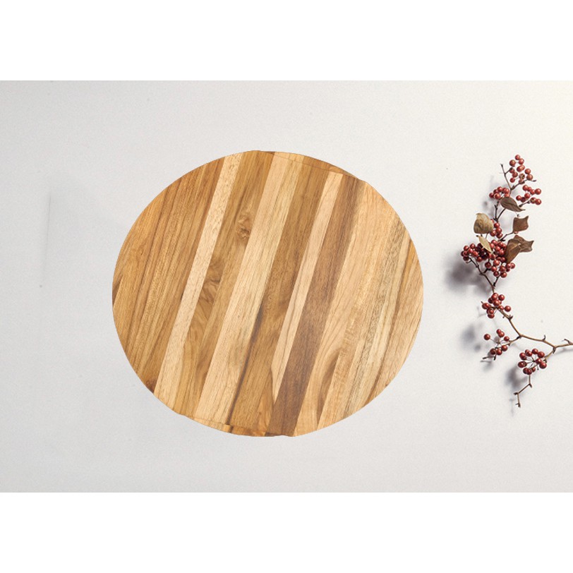 Thớt gỗ tròn teak hình tròn có viền cầm R- 27 cm giá rẻ - Wood Cutting Boards Hàng Xuất Khẩu Châu Âu