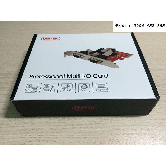 Card PCI Express to 2 COM RS232 Unitek Y7504 (kèm 2 pay nhỏ để gắn mini PC)