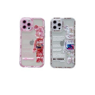 Pink Kaws Couple Clear Phone Case iPhone 12 11 Pro Max X Xs Max Xr 8 7 Plus Colorful Thick Lens Protector Soft TPU Back Cover