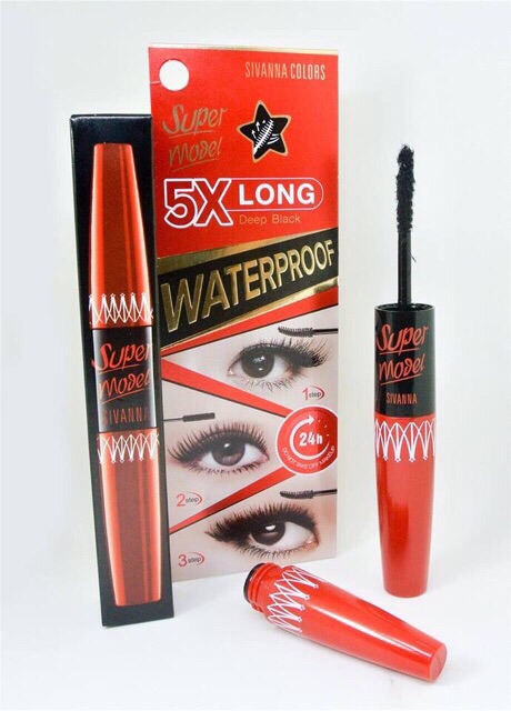 🍅MASCARA DÀI MI SIVANNA SUPER MODEL 5X LONG DEEP BLACK 🍅