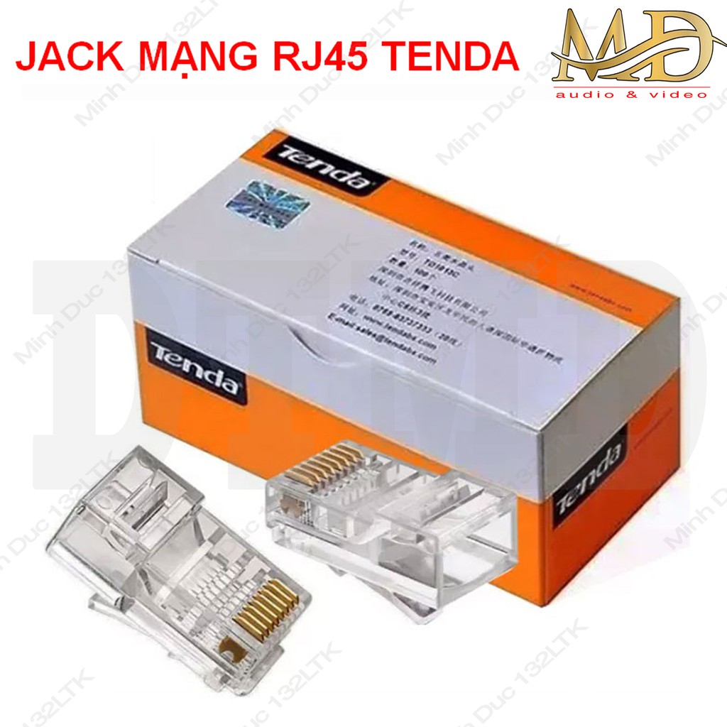 ĐẦU BẤM MẠNG - JACK RJ45 CAT5 ( SỬ DỤNG ĐƯỢC CHO CAT6) TENDA (HỘP 100C)