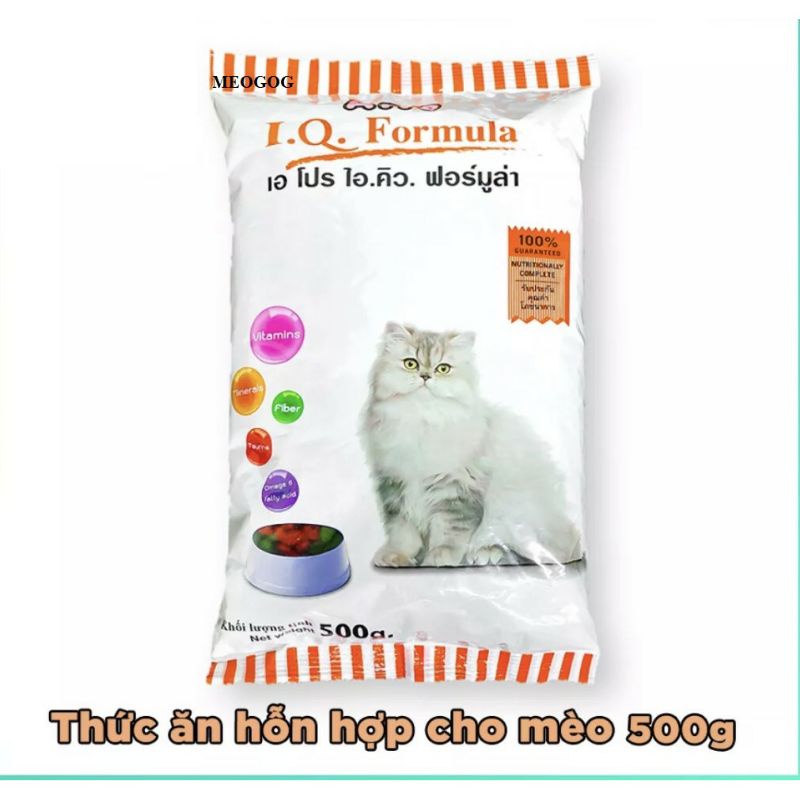 [Mã PET50K giảm Giảm 10% - Tối đa 50K đơn từ 250K] thức ăn hạt khô cho mèo IQ FORMULA túi 500g