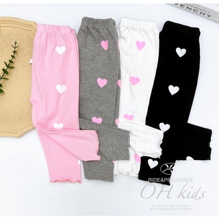 Quần legging cho bé gái, quần legging chất cotton họa tiết tim in tràn cho