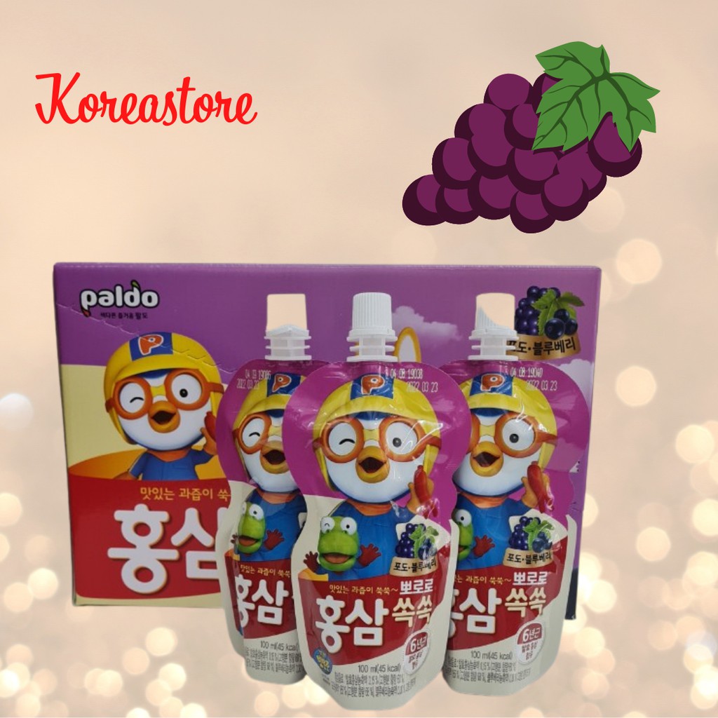 Nước hồng sâm hoa quả Paldo Hàn Quốc 100ml hộp 10 túi
