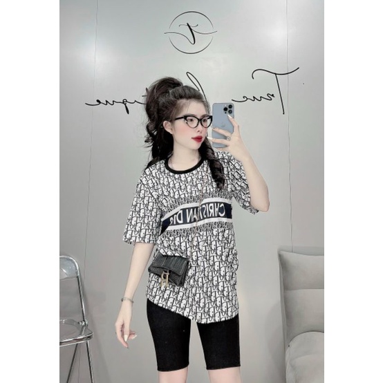 Set Bộ Quần Ngố Ôm Kèm Áo Thun Form Rộng In Nhiệt
