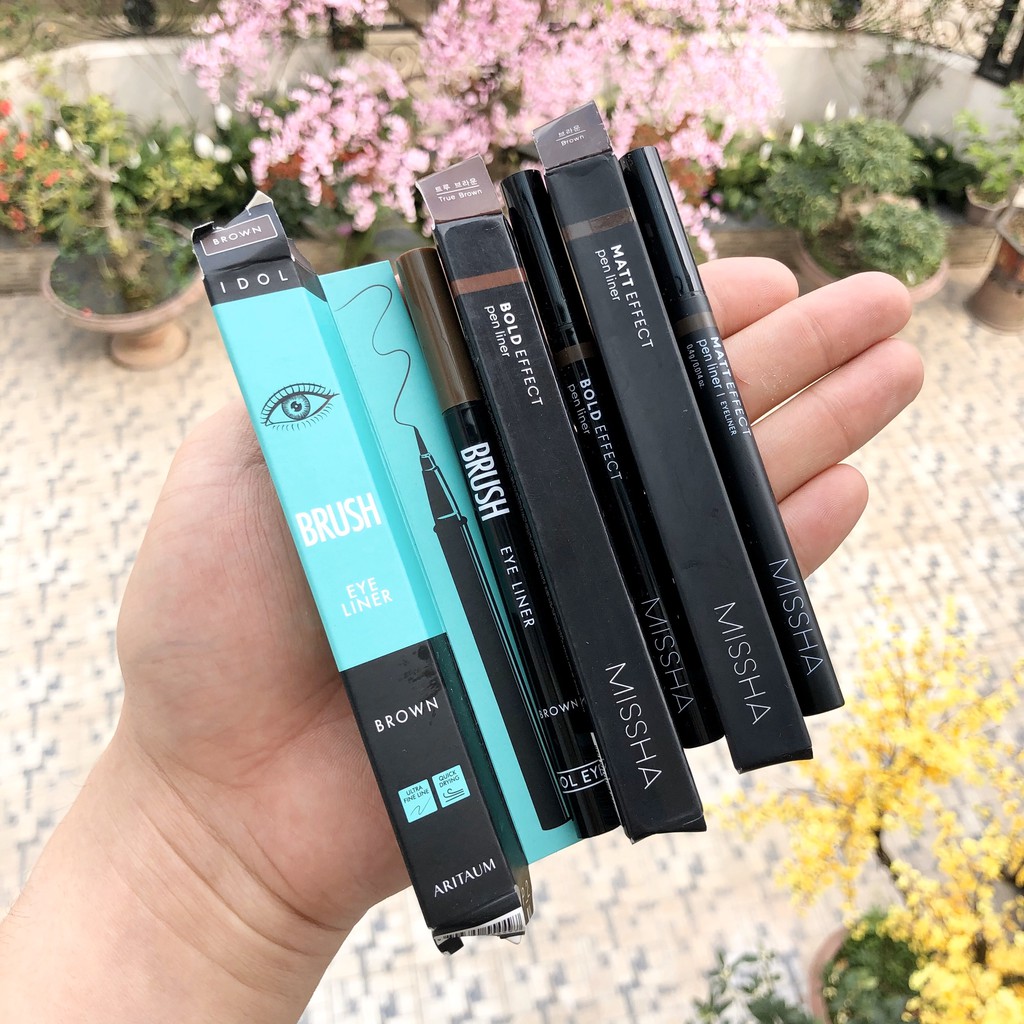 {THANH LÝ} Dạ Kẻ Mắt Màu Nâu Chống Nước Hàn Quốc Aritaum & Missha Eye Liner #Brown