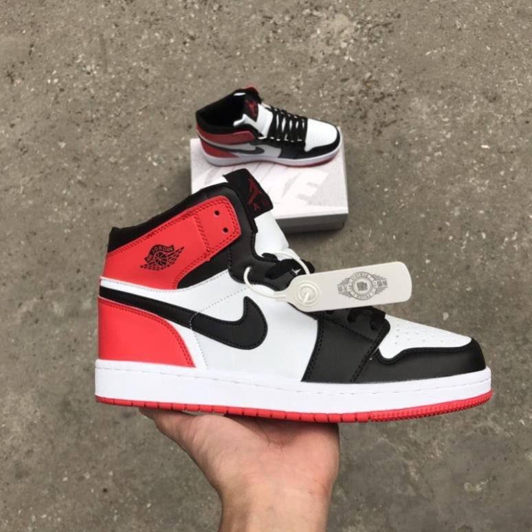 Giày Sneaker Jordan 1, Giày Thể Thao JD đen đỏ cao nam nữ loại đẹp