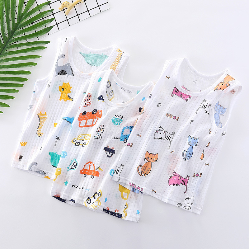 Bộ Pijama Sát Nách In Họa Tiết Hoạt Hình Đáng Yêu Cho Bé