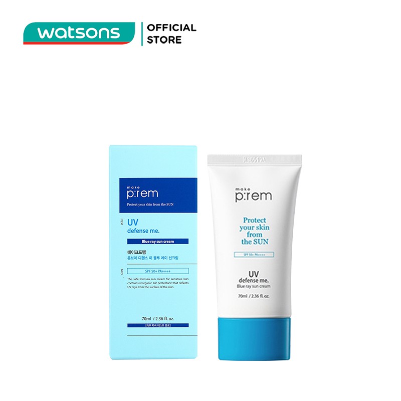 Kem Chống Nắng Vật Lý Make P:rem UV Defense Me. Blue Ray Sun Cream SPF 50+ PA++++ Dạng Kem 70ml