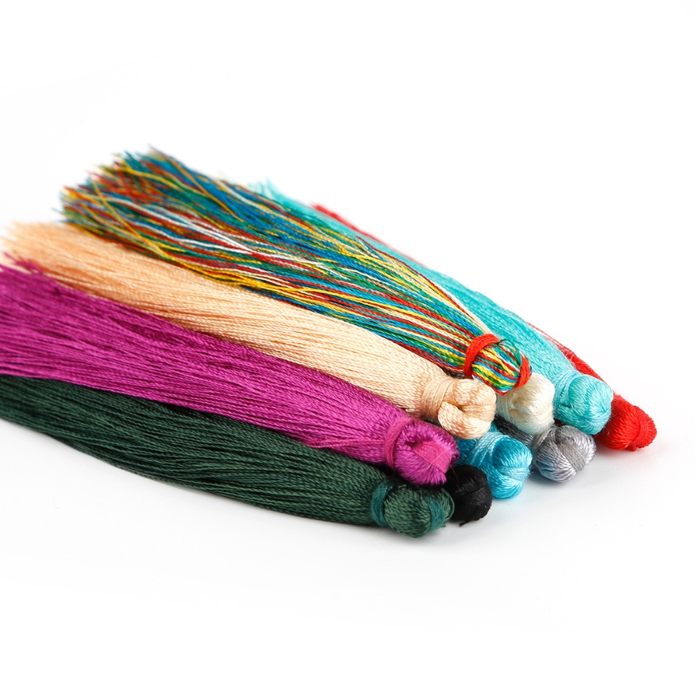 Charm dây tua rua dài 90mm bằng lụa chuyên dùng trang trí rèm cửa DIY