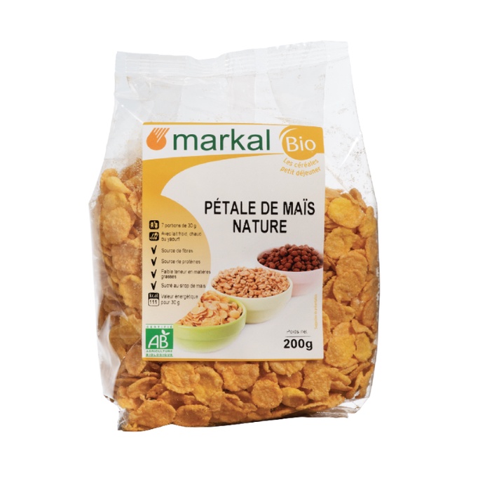Ngũ Cốc Hữu Cơ Markal Bắp (Ngô) Cán Dẹp 200g - Ngũ Cốc Giòn Trái Cây 375g - Ngũ Cốc Chocolate 375g Markal Organic Cereal