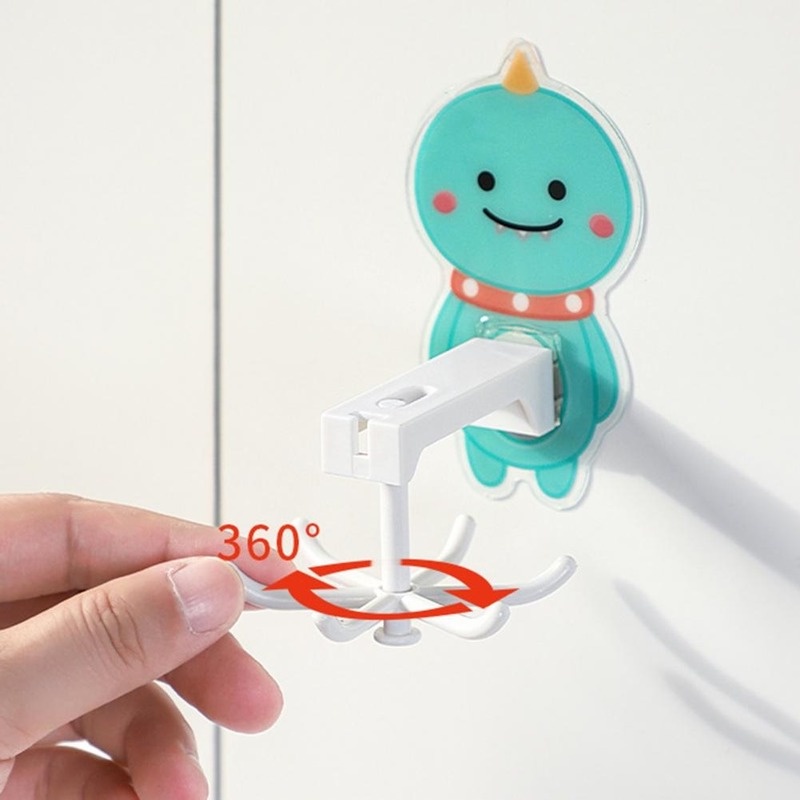 1 móc treo đồ gắn tường hình động vật hoạt hình xoay 360 độ không để lại vết