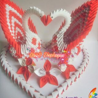 Cặp thiên nga Origami 3d size nhỏ (quà tặng 8/3, valentine 14/2, 20/10, sinh nhật)