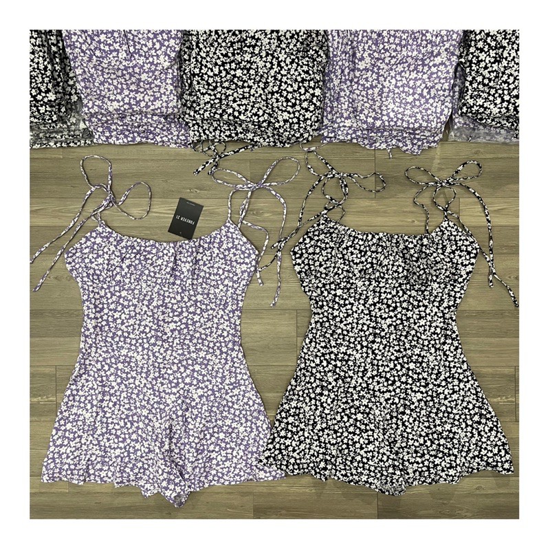 JUMPSUIT HOA CÚP NGỰC CỘT NƠ VAI F21 (CÓ BIG SIZE)