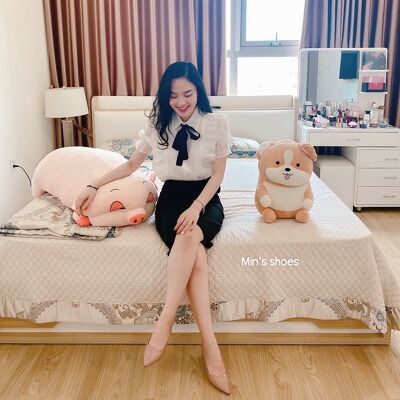 Min's Shoes - Áo sơ mi thiết kế kèm nơ lụa đen nữ tính, thanh lịch Áo 390