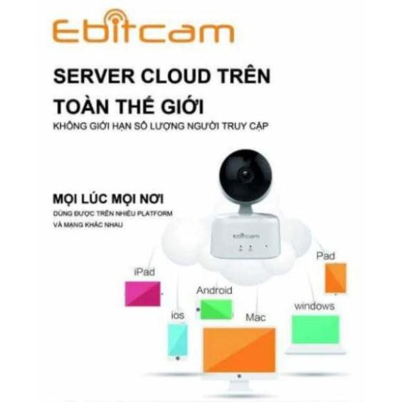 {Giá Sốc}Camera ip wifi không dây Ebitcam E2-1 MP(720P)Tăng khả năng lưu trữ gấp 5 lần camera thông thường BH 2 năm