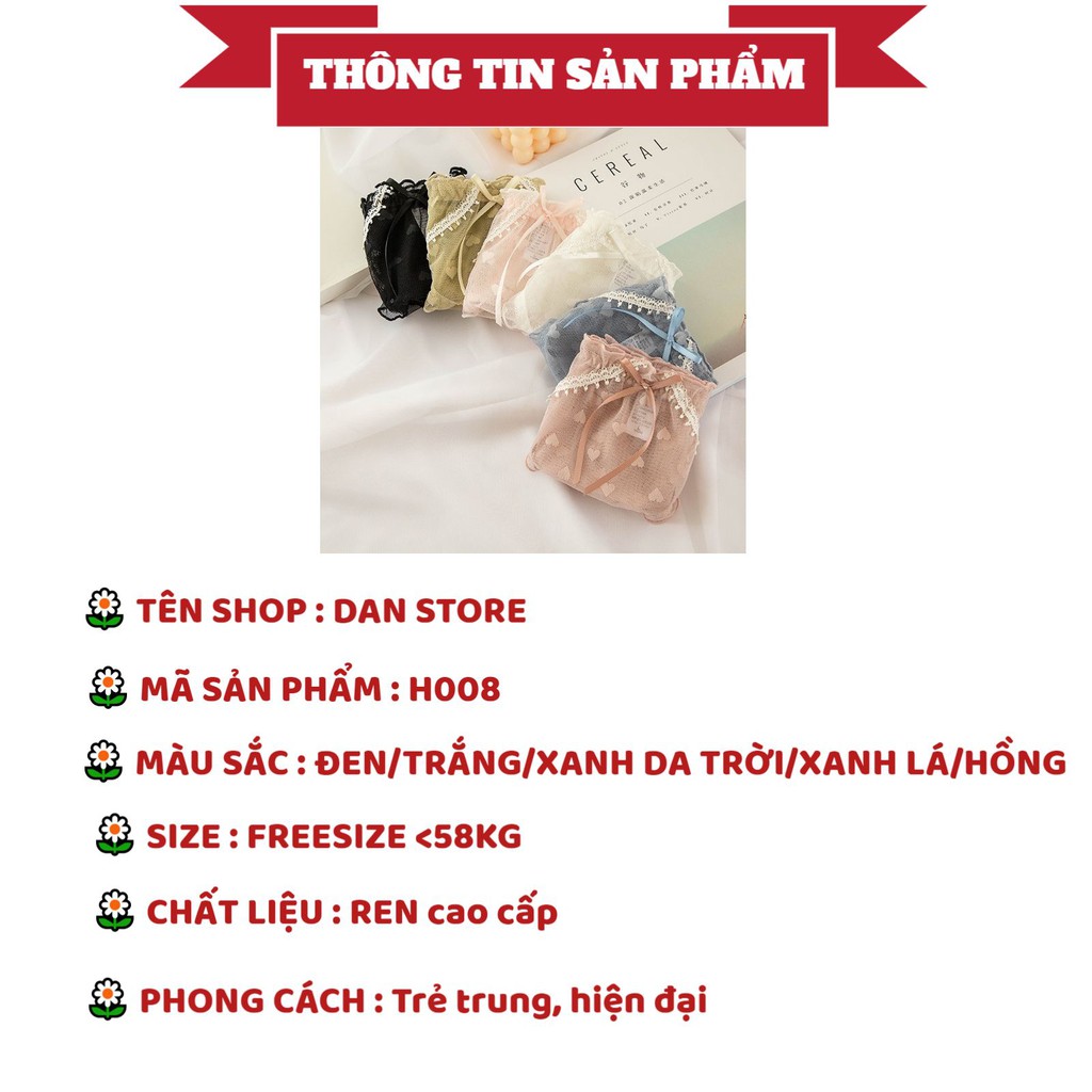 Quần Lót Ren Nữ mềm mại phối tim Sexy đính nơ xinh xắn mẫu H008 | BigBuy360 - bigbuy360.vn