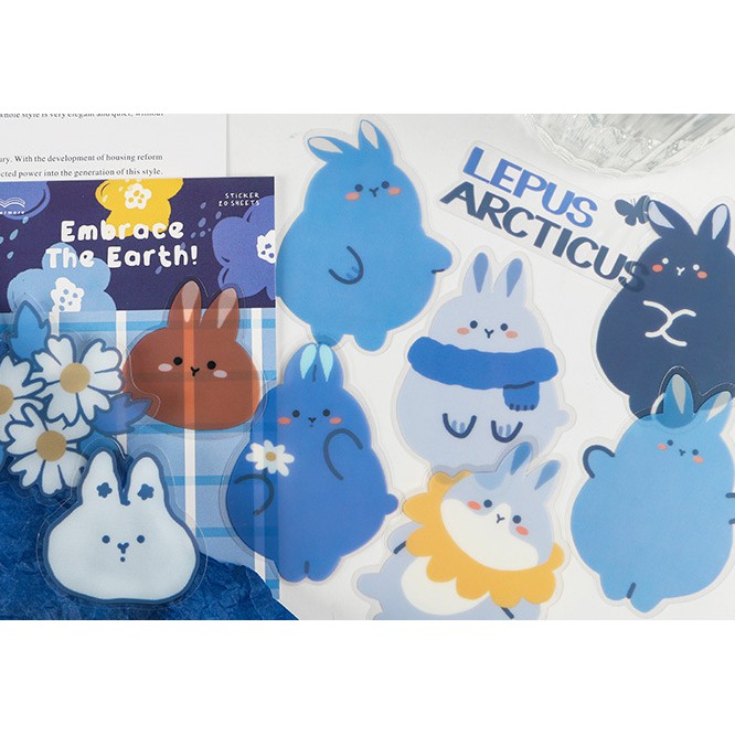 Giấy More-Animal Embrace the Earth Series Glossy PET Sticker Pack Sổ tay Tự làm Hình dán trang trí 4 Lựa chọn