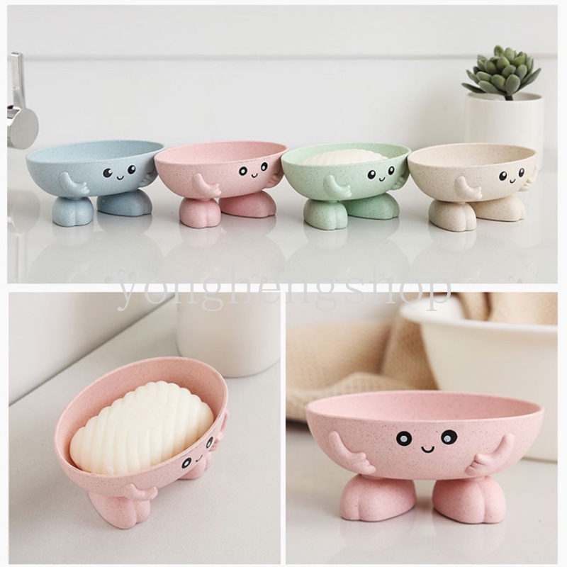 Khay Đựng Xà Phòng Bằng Chất Liệu Rơm Lúa Mì Họa Tiết Hoạt Hình Chống Trượt Tiện Dụng