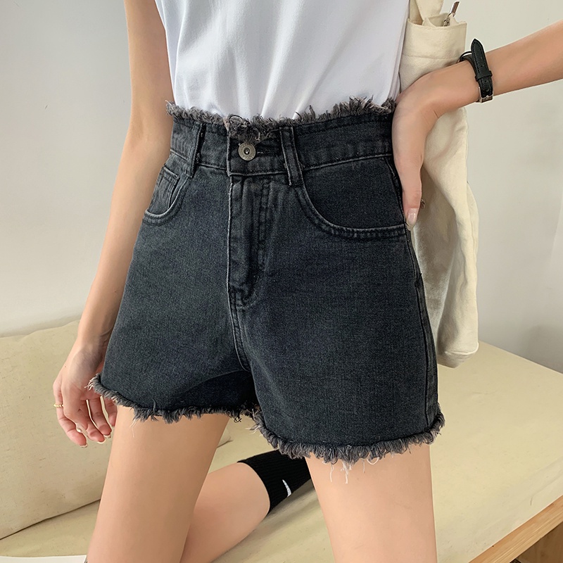 Quần Short Denim Lưng Cao Ống Rộng Thời Trang Hàn Quốc Cho Nữ