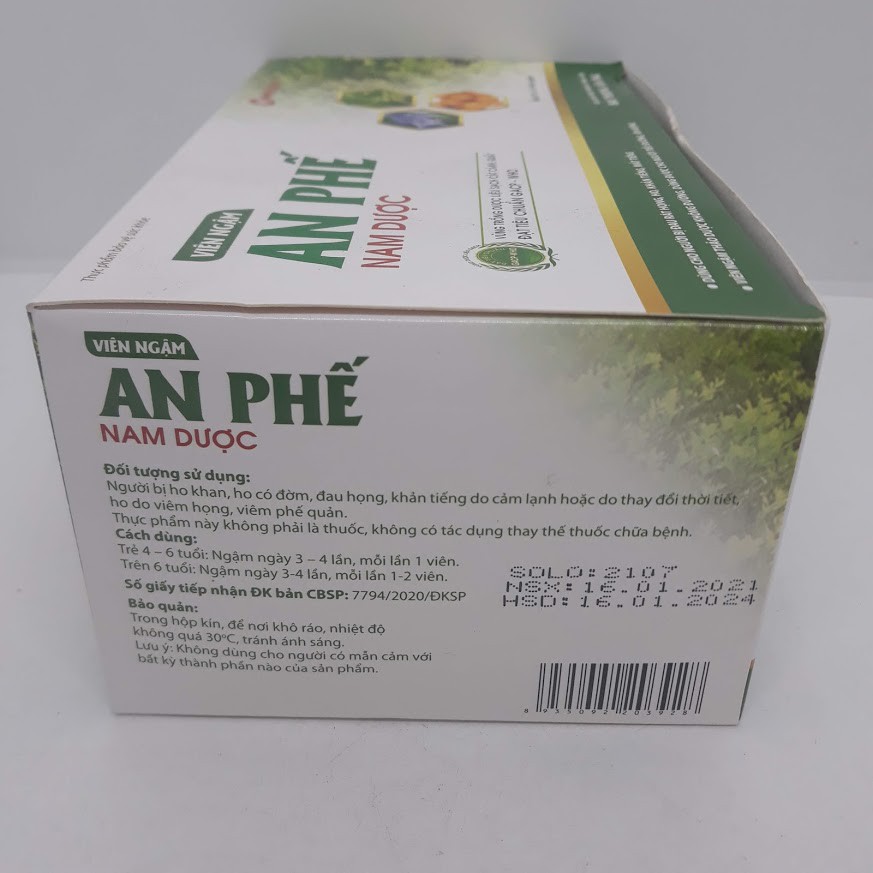 Viên ngậm An Phế Nam dược hộp 20 vỉ x 5 viên