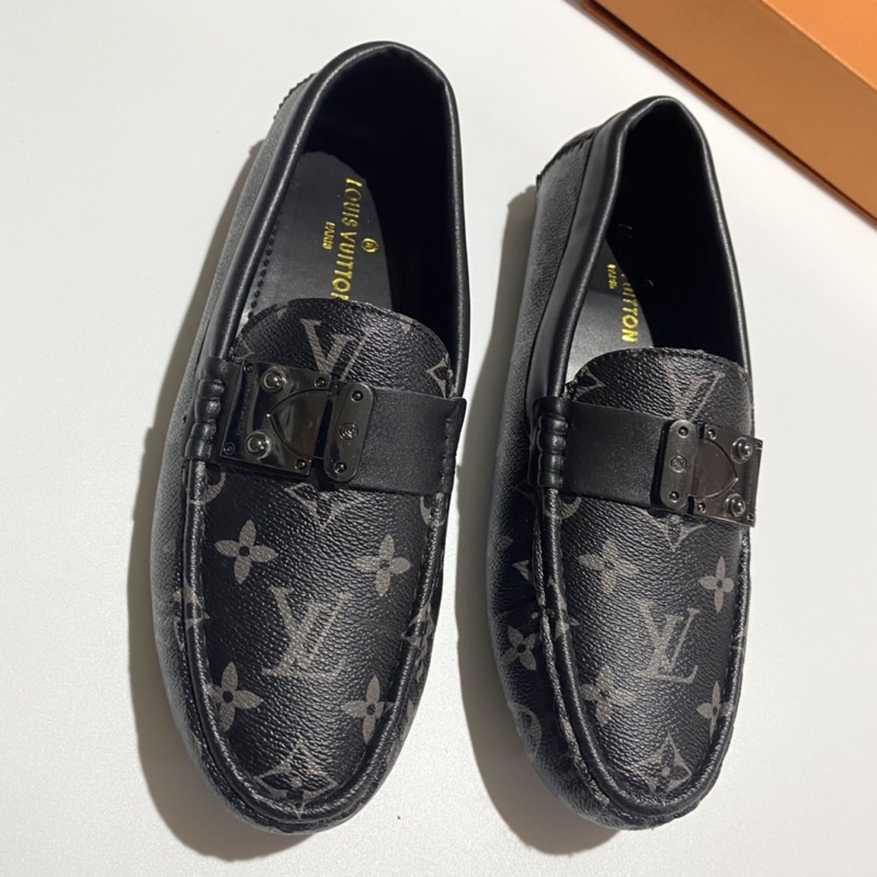 Giày lười lv nam da lộn đế đúc tăng chiều cao, giày moca lv hàng Fullbox.