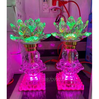 ĐÈN THỜ PHA LÊ HOA SEN (1CẶP) 23CM