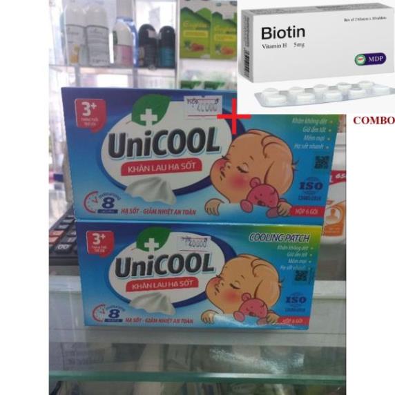 Combo Biotin 5mg+ Khăn Lau Hạ Sốt làm sạch da Từ Thảo Dược, An Toàn Cho Bé