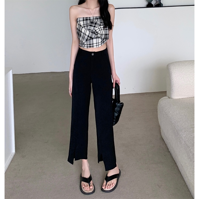 Quần Dài Ống Rộng Xẻ Tà Lưng Cao Thời Trang Mùa Hè 51978