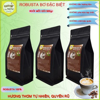 1,5KG (3Gói 500g) ROBUSTA BƠ- Tặng Phin Nhôm - Hương Bơ- Thể Chất Mạnh- Hậu Đậm, Vị Đắng- Coffee New