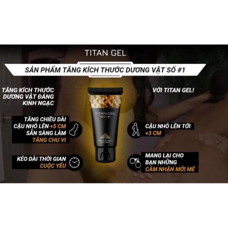 Massage Titan-Gel-Gold tăng kích thước cậu nhỏ và chống xuất tinh sớm -Tặng BCS Durex