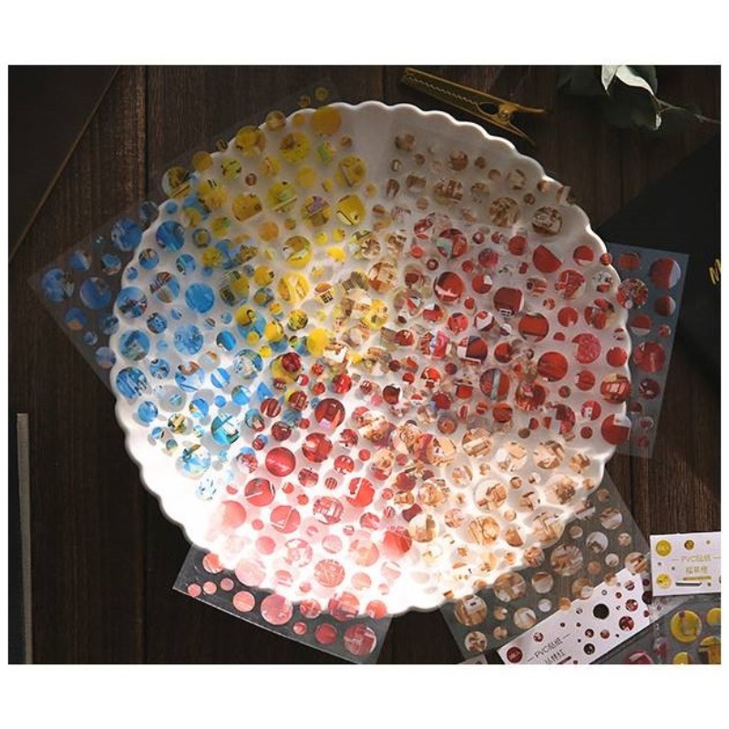 Set 228 Sticker Chấm Tròn Họa Tiết Trang Trí Bullet Journal Làm Đồ Handmade