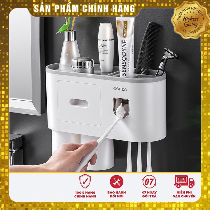 [CHẤT-ĐẸP-TIỆN] Bộ Nhả Kem Đánh Răng Tự Động, Kệ Nhà Tắm Cao Cấp Tiện Lợi Tặng Kèm Miếng Dán