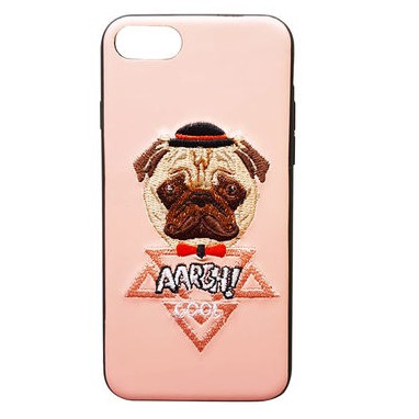 Ốp lưng vải thêu Mặt chó bull và pug