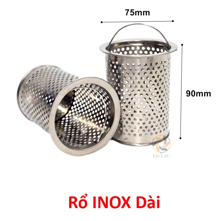 Bộ 2 Rổ Lọc Rác INOX 304 loại DÀI 9cm có quai xách tiện dụng đảm bảo sạch sẽ trong quá trình vệ sinh - LICLAC