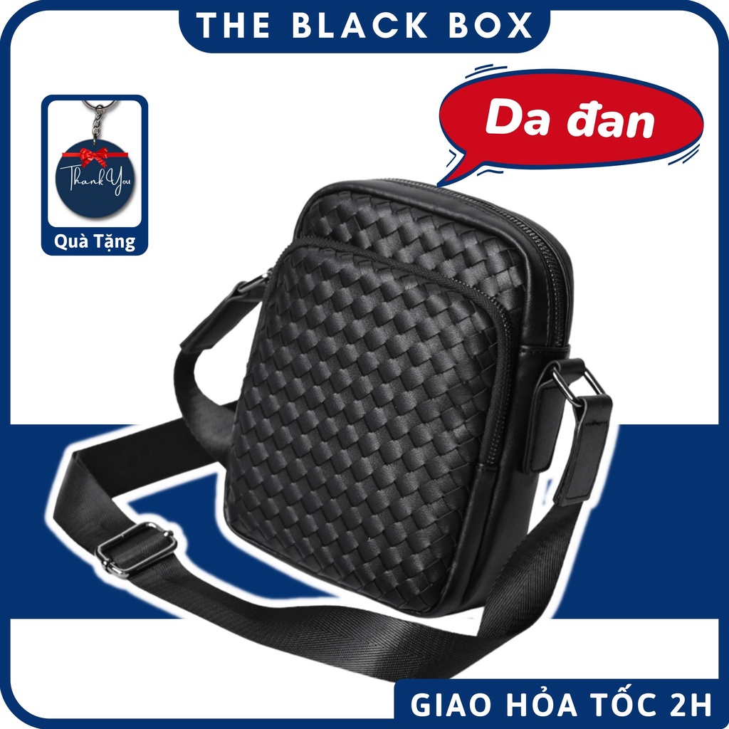 Túi Đeo Chéo Nam Nữ Unisex Chất Liệu Da Đan Thời Trang Cao Cấp, Nhiều Ngăn Tiện Dụng - The Black Box