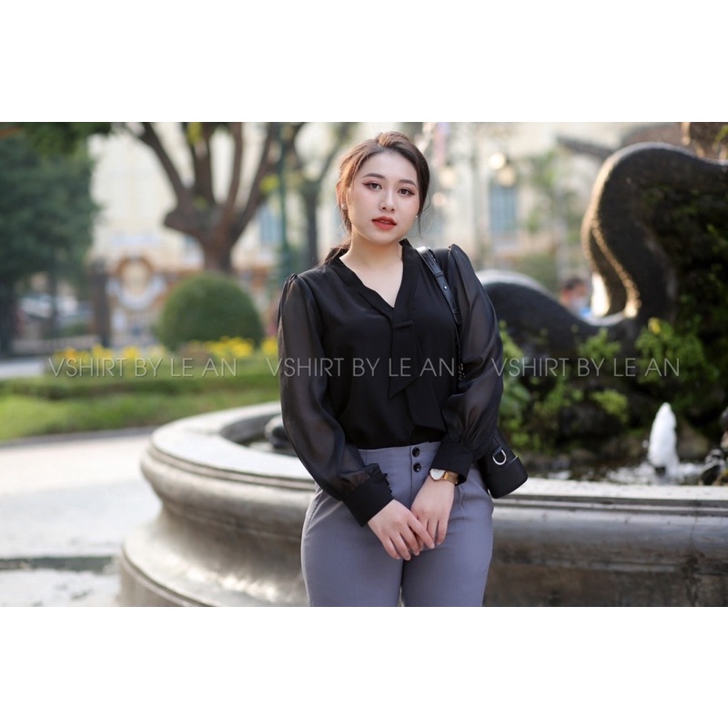 Set áo đen tay von be quần ghi/nâu