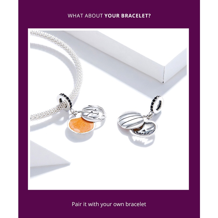 Hạt Charm Bamoer SCC1615 Bằng Bạc 925 Có 7 Kiểu Halloween Thời Trang Làm Vòng Tay &amp; Vòng Cổ DIY