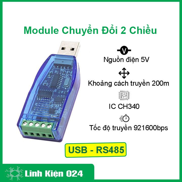 Module chuyển đổi 2 chiều giữa USB và RS485 chống sét, tĩnh điện, ngắn mạch