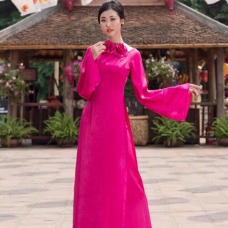 combo set áo dài 4 tà cổ yếm trơn kèm quần váy chifon và 1 quần lụa