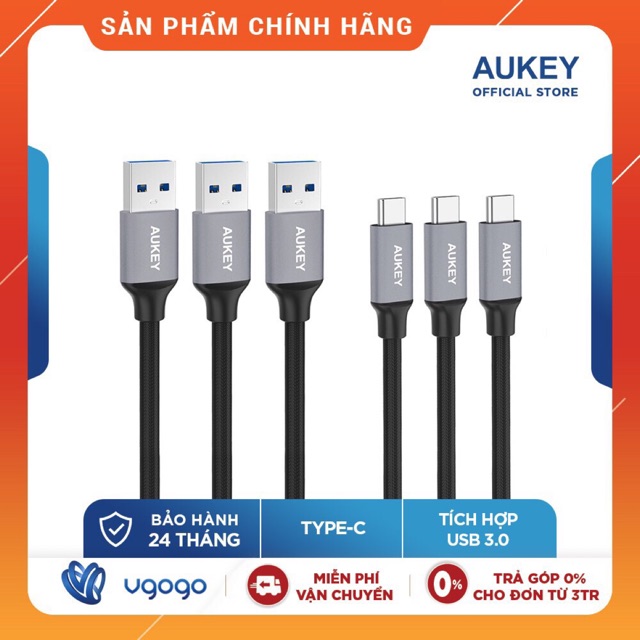 Bộ 3 cáp sach Aukey CB-CMD1 1m