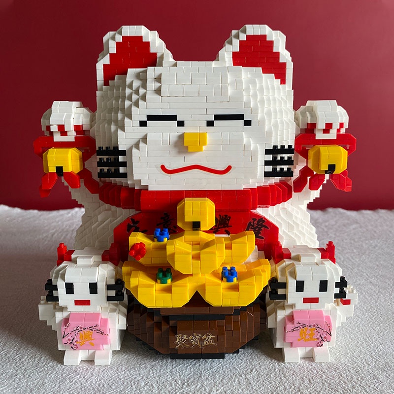 ▨♕♕Bộ Đồ Chơi Lego Xếp Hình Chú Mèo May Mắn Ba Chiều Độ Nét Cao Trang Trí Thần Tài Cho Người Lớn